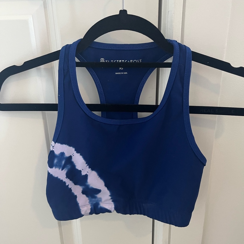 Electric Rose Blue Tie Dye Sports Bra